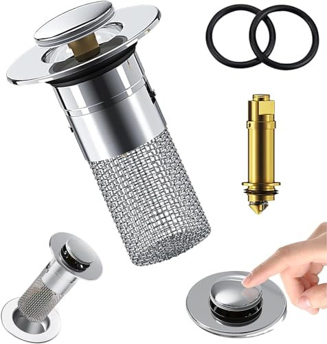 Abflussstopfen Waschbecken, 2024 Neu 34-40mm Edelstahl Abflusssiebe aus Rostfreiem Beckenablauffilter, Waschbecken Sieb Spülbecken Stöpsel Abflussstopfen 1pcs