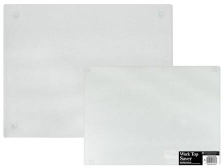 YöL Pack of 2 Tempered Glass Work Top Saver Textured Frosted Glass Non Slip Chopping Board