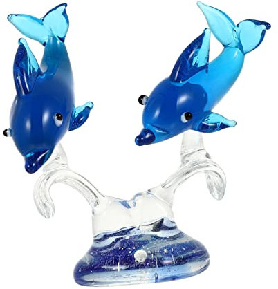 VOSAREA Crystal Glass Dolphin Ornament Desktop Dolphin Decor Decorative for Home Office Table Decoration