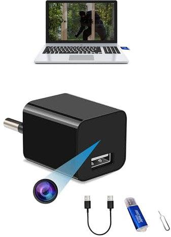 Generico Piccola telecamera per tata domestica 1080P Telecamera domestica portatile plug and play Nessuna presa WiFi richiesta Registrazione in loop Compatibile con capacità da 4 GB a 256 GB