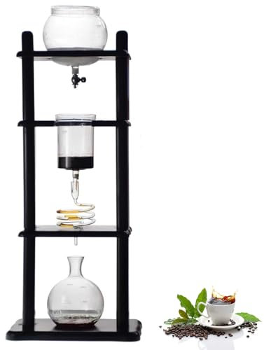 DOJOEUU Ice Drip Coffee Maker, 1000ml Cold Brew Coffee Maker, Retro Household Cold Brew Coffee Makers, Cold-Drip Coffee Tower, Controlled Flow, Iced Coffee Brewer Maker for Home, Tea Houses, Cafes