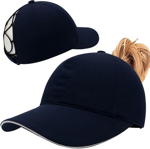 Enwokran Damen Pferdeschwanz Mütze, überkreuzte Baseballkappe Hohe Messy Bun Ponykappe Schnell Trocknende Mütze mit Pferdeschwanz Loch UV-Schutz Sommer Sonnenhut Outdoor Sportkappe