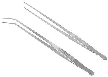 Generic 2pcs 48 Straight Tweezers Fish Net Tong Feeder Aquarium Plant Tweezers Aquarium Fishnet Tongs Locking Feeding Long Fish Tank Skimmer Net Light