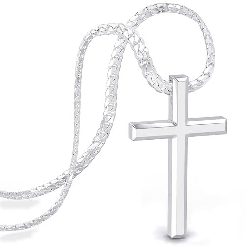 SERASAR Collier Croix Hommes Chaîne avec Pendentif Argent Bijoux pour Blindée Cuban Link Jésus Cadeau