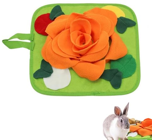 Kaninchen-Futtermatte, interaktive Schnüffelmatte für mittelgroße Kleintiere, Hasen, Hamster, Meerschweinchen, Igel, Frettchen, Chinchillas, Stressabbau, Puzzle-Spielzeug, Kaninchen-Zubehör