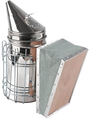 Beekeeping Equipment Tool, Stainless Steel Smoker with Protective Heat, Hook, Leather Bellows for Beekeeping Equipment, Foodsmoker