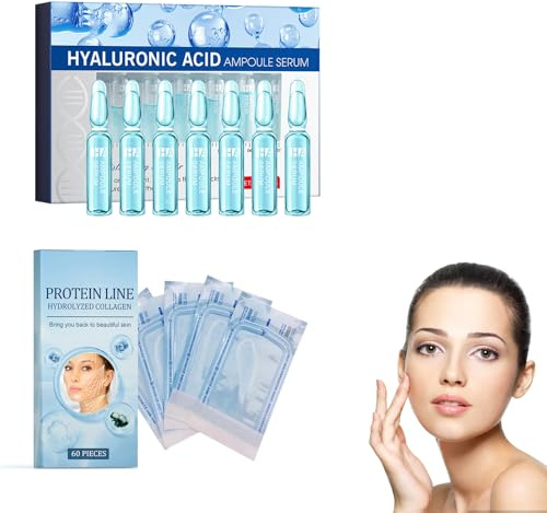 Eazerom 28 Sérum Facial de ácido Hialurónico,Suero Anti edad para Rostro, Cuello y Contorno de Ojos, Protein Line Hydrolyzed Protein Thread Lifting Set, Hilo de Seda Facial de Colágeno Protein