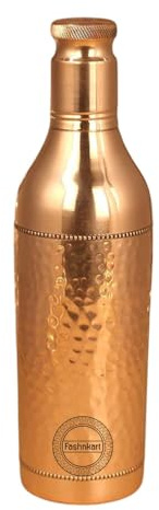 Fashnkart Bouteille en cuivre pur Bouteille d'eau Diamond Yoga Ayurveda Bienfaits pour la santé Pichet en cuivre anti-fuite 1000 ml