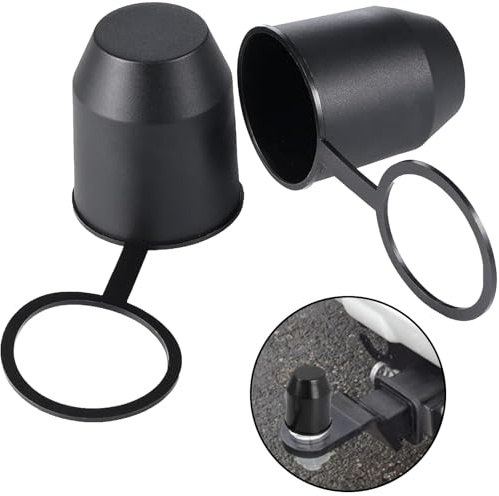 Bamyli Anhängerkupplung Abdeckung, 2 Stück Kappe Anhängerkupplung, Abdeckung für Anhängerkupplung, Universal Wasserdicht Schutzkappe Anhängerkupplung für Fahrzeuge Und Wohnwagen(Schwarz)