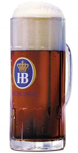 Hofbräuhaus München Bierkrug Original Wallenstein 0,5 l | Maßkrug | Bierglas | Krug mit HB Wappen und Traditionellen Schriftzug | Geschenkidee für Herren und Damen