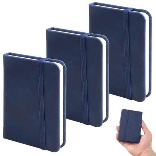 3 Pezzi Mini Quaderni Piccoli da Lavoro, Taccuino A7 Copertina in Morbido PU, Mini Diario con Chiusura Elastico,Totale 300 Pagine, per Giornaliero Lavoro Riunioni Affari, Scolastiche, Ufficio