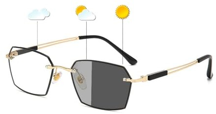 HUNTFF Lunettes de Lecture photochromiques Anti-lumière Bleue pour Homme, élégantes Lunettes de Lecture sans Monture pour Ordinateur, Anti-UV