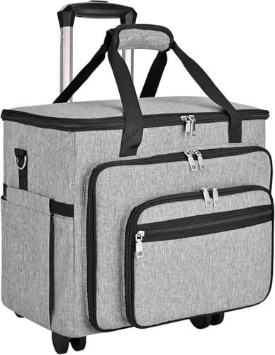 FINESUN Rolling Bag with Detachable Dolly Multifunctional Rolling Briefcase Wheeled Bag for Work, Teaching, Office, Craft, Grey
