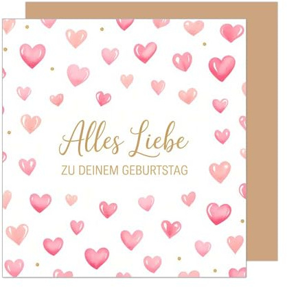 Edition Seidel Premium quadratische Geburtstagskarte mit Umschlag. Glückwunschkarte Alles Liebe Geburtstag Karte für Mann Frau Freund Freundin Herzen (GQ502 SW025)