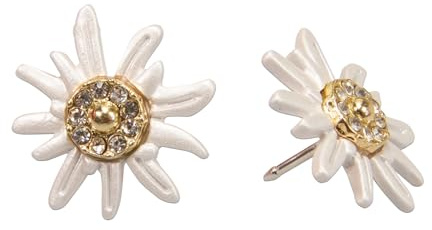 Alpenflüstern Ansteck-Pins Strass-Edelweiß Greta klein 2er-Set (creme-weiß) API130