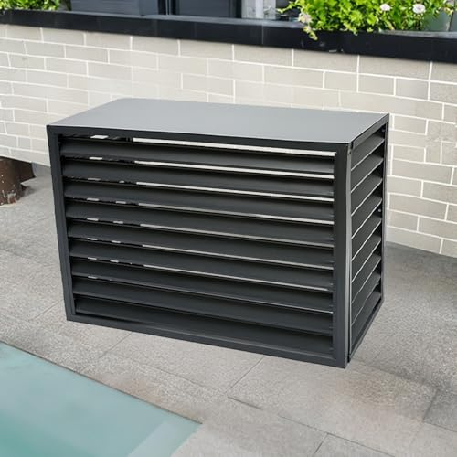 CXLXBRZD Cache Pompe a Chaleur Extérieur, Cache Climatiseur Exterieur en Aluminium avec Couvercle Supérieur for Plus D'intimité, Réduction du Bruit(Grey,100x50x70cm)