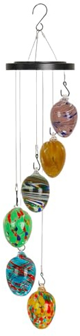 NVOQILIN Glas-Klangspiel, Dekoration für den Außenbereich, einzigartige Buntglas-Glocke, Display für Zuhause, Party, Hof, Garten, Glas, Gartendekorationen