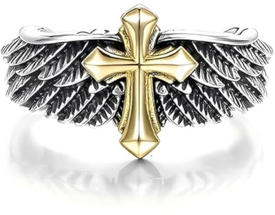 VJUYSW Anneaux, Bagues pour Homme, Bague croisée, Bague Chevalier Vintage, Bague d'amitié et de fiançailles pour Homme.