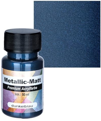 Ideen mit Herz Premium Acrylfarbe Metallic-Matt | deckende, matte Farbe mit Metallic-Effekt | auf Wasserbasis | 50 ml (dunkelblau)