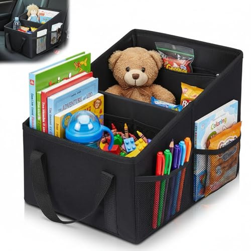 Rkixlix Organizadores de Asiento Trasero Automóvil Caja de Almacenamiento en El Asiento Trasero/Asiento Delante para Coche Furgoneta, Tela Oxford Impermeable y Gran Capacidad Con Asas Resistente