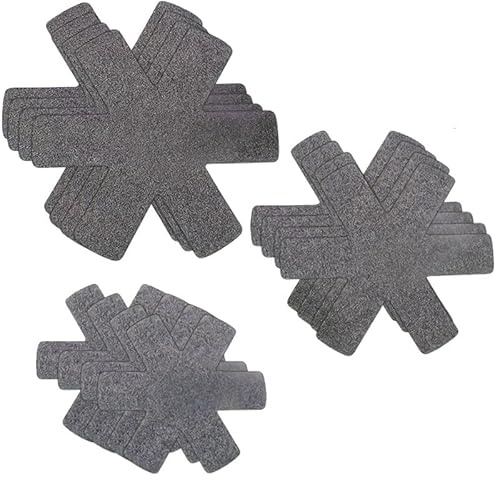 Vaniika Pan Pot Protectors, 12Pcs 38/35/26 cm Grey Stacking Protectors, Separate and Protect Surfaces of Your Cookware for Bowls and Plates to Prevent Scratching