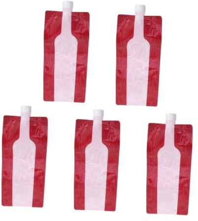 ibasenice Pochette en Plastique Rouge pour Bouteille de Vin 750ml, Réutilisable et Portable, Lot de 5 Pièces Stockage de Liquide en Voyage