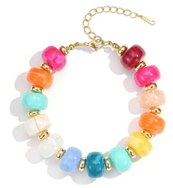 SIXDUTON Boho Armband Damen Harz Perlen Armbänder Perlenarmband Bunt | Perlenarmband Boho Armband Bunt Mode Sommerstrand Party, Strand, Alltag, Schmuck Geschenke für Frauen Mädchen Freundin