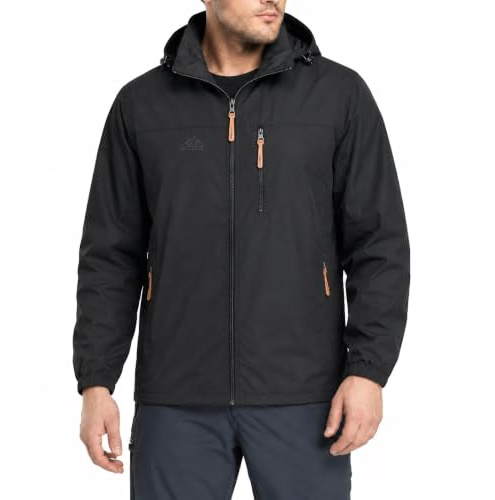 NWDEY Regenjacke Herren Wasserdicht Atmungsaktiv, Herren Windbreaker & Outdoor Jacke Sportjacke mit Kapuze für Wandern Fahrrad Freizeit