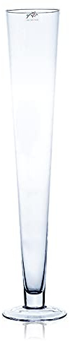 Sandra Rich Bodenvase, Glasvase Cielo mit Fuß konisch rund H. 60cm D.11cm