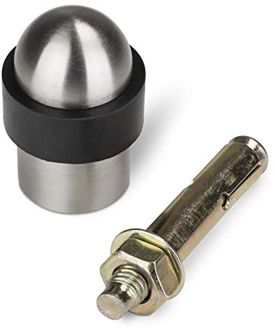 STOPPLA® Türstopper echt Edelstahl gebürstet Ø 35 mm Höhe 51 mm für Bodenmontage - Stabiler Bodentürstopper