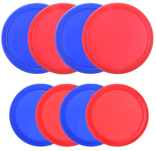 Cosmos 8 Pcs Air Hockey Pucks Compatible with Standard Pushers and Goal, Replacement Air Hockey Accessories for Game Room Table, Assorted Size in 2.5 and 3 in Red and Blue
