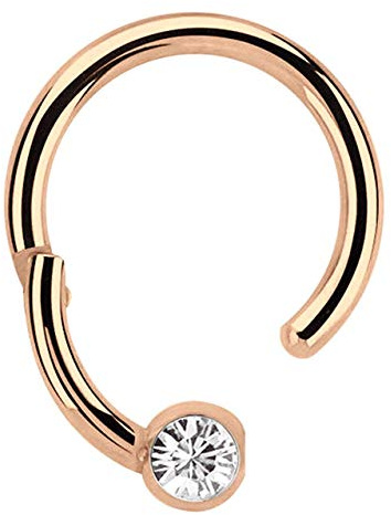 Modern Nature Piercing-Schmuck Lippenpiercing 316l Stahl Ring BCR Rosegold, Clicker 1,2 mm mit 3 mm Steinplatte
