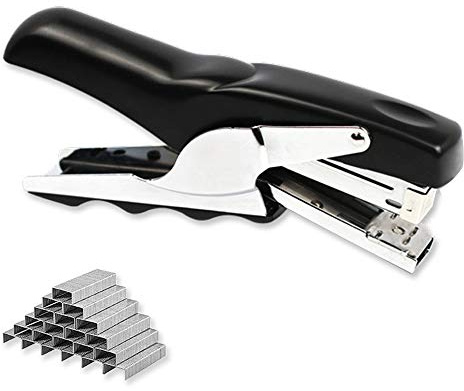 Stapler with 1000 Staples-Plier Stapler Save 60% Power,Good for Stapling at Home School or Warehouse (Black Plier Stapler)
