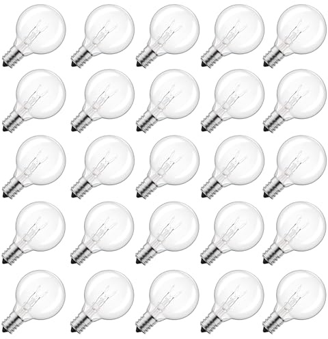 Brightown G40 Replacement Light Bulbs, 5W Clear Globe Bulb fits E12 C7 Candelabra Screw Base Sockets, 1.5 Inch Dimmable Light Bulbs for Indoor Outdoor Patio Decor, Pack of 50