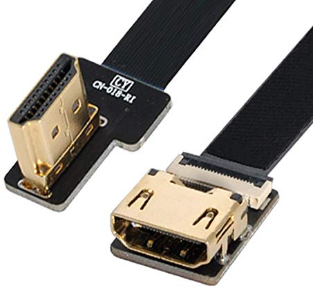 Xiwai CYFPV - Cavo piatto HDMI maschio a femmina FPC ad angolo sinistro, per fotografia aerea multicottero HDTV (0,5 m)