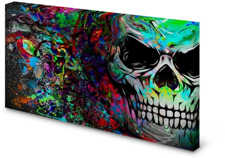 Magnettafel Pinnwand Bild Totenkopf Graffiti bunt gekantet Größe 60 x 40 cm Geheimfach