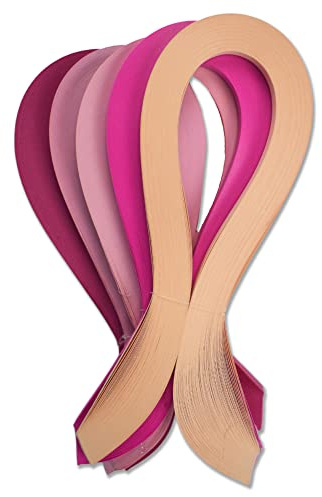 CrafTreat Rosa quilling-pappersremsor för hantverksarbete – 500 quilling-remsor, 5 mm, 30 cm längd, pappersfyllning för att dekorera kort, presentpåsar, bildramar och scrapbooking