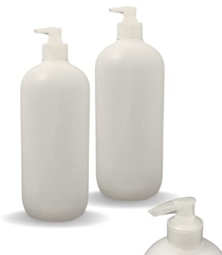 Bottiglia vuota di plastica ricaricabile con dispenser per olio + gel + lozioni - 1L HDPE plastica alimentare + prova di perdite + leggero + durevole + ricaricabile - per massaggi + saloni (2 pezzi)