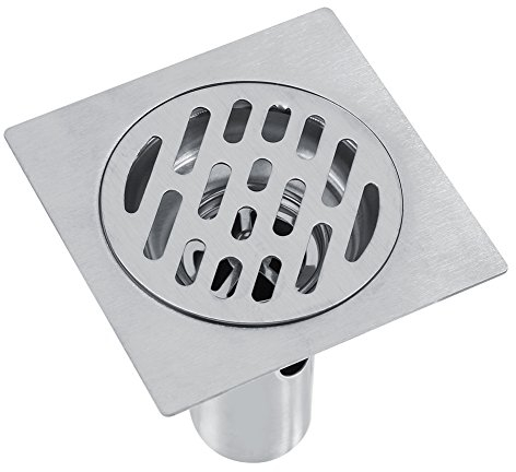 Siphon de Sol de Douche Carré avec Couvercle Amovible en Acier Inoxydable épaissi