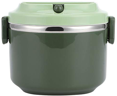 Thermos per cibi caldi, scatola per il pranzo, contenitore per alimenti, scatola per bento con isolamento rotondo a prova di perdite in acciaio inossidabile 304 per lavoro(verde a uno strato)