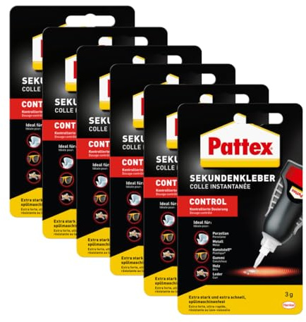 Pattex Sekundenkleber Matic, 6x3 g Flüssigkleber für extra schnelle, starke und flexible Sofortreparaturen im Haushalt, spülmaschinenresistent