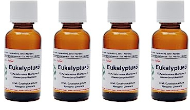 Aspira Home Eukalyptusöl naturrein, 4 x 30 ml, Glasflasche