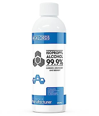 McKLords - Isopropanol 99.9% Pure | All Purpose Rubbing Alcohol, Disinfectant, Household Cleaning - Suitable for Electronics, Glass, Paint, Removing Grease and Glue 250ml