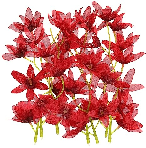 PATIKIL 7 Artificiale Orchidea Fiore, 24pz Candele Galleggianti Simulazione Fiore Cilindro Vaso Riempitivi per Casa Matrimonio Decorazione, Rosso