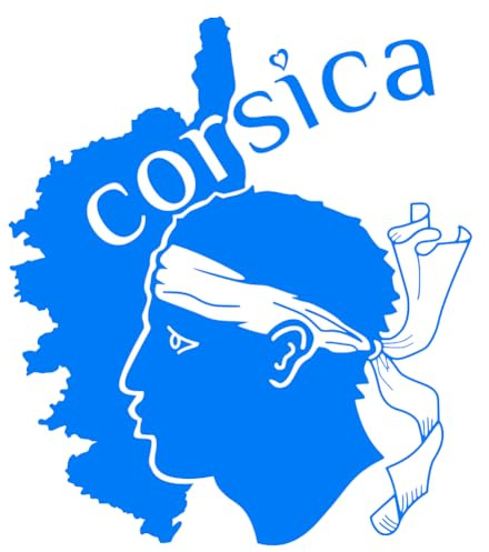 Sticker Corse, Stickers Auto Corsica, Autocollant Tete de Maure, Vinyle haute performance pour Voiture (21 x 24 cm, bleu electrique)
