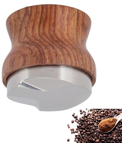 Distributore Di Caffè 53mm, Pressino Livellatore Con Manico In Legno Di Noce Distributore Caffè In Acciaio Inox E Noce Strumento Per Livellare Il Caffè Macinato