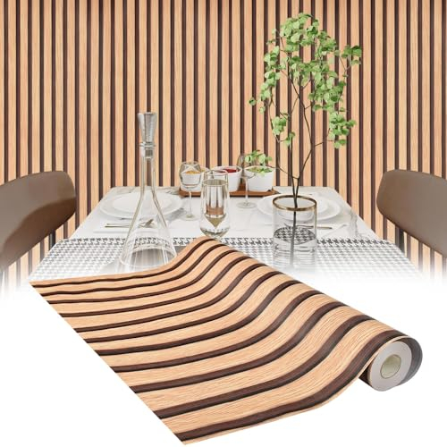 ADERTOS Papier Peint Autocollant Papier Adhesif pour Meuble Bois Papier Peint en Bois Panneaux 3D Motif Papier Peint Bois Marron Papier Peint Bois Naturel Papier Peint Vinyle pour Mur Salon Chambre