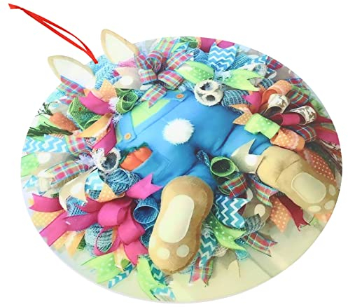 HOOTNEE 1Stk Osterkranz Wohnkultur -Willkommensschild Stoffhase Ornament Kaninchen Kranz Hasenhintern und Ohrenkranz Feder schmücken Kanincheneier Kaninchenbein Requisiten Acryl