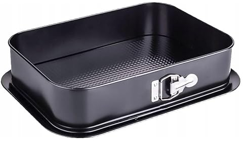 BirnePower Springform Backform Kuchenform Kastenform Tortenform mit Flachboden Käsekuchenform Blechform mit Antihaftbeschichtung Schwarz rechteckig 34 x 12 cm