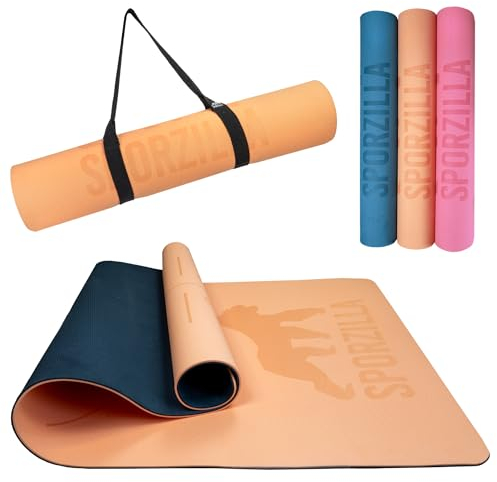 Sporzilla® Premium XL Fitnessmatte, Yogamatte, extra breit 80 cm, 8 mm stark, rutschfest & schadstofffrei, mit Hilfslinien